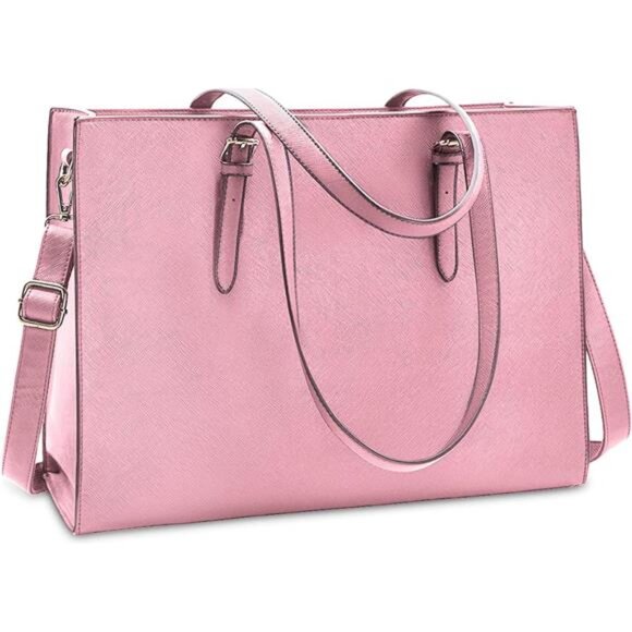 Laptop Bag Lightweight Vegan Leather Pink - Picture 2 of 6